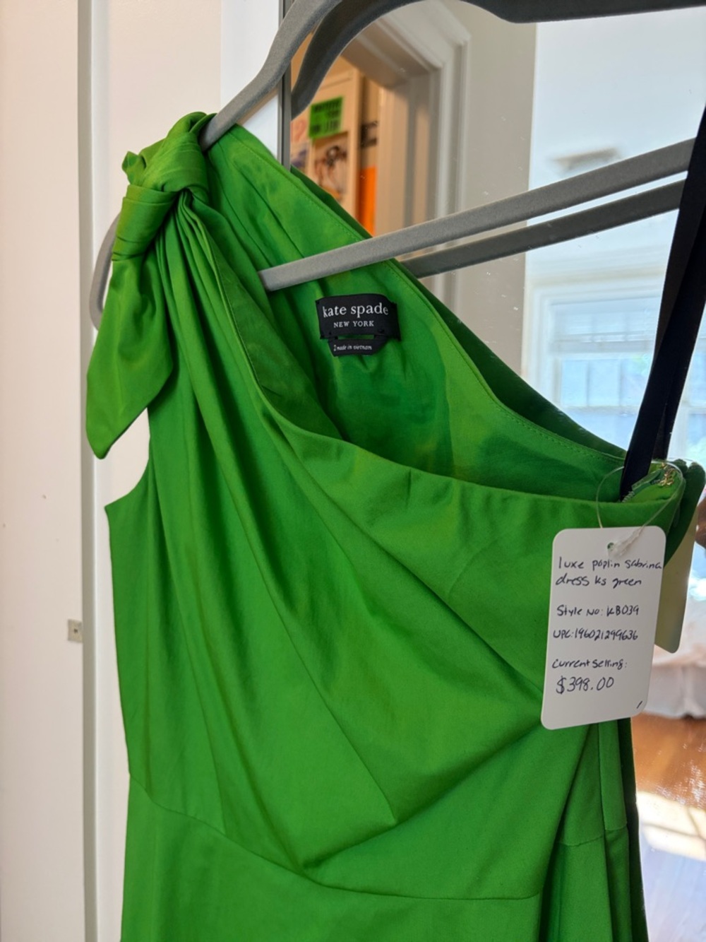 kate spade One-Shoulder Poplin Dress in Bright Green - Size 2 - Picture 5 of 5